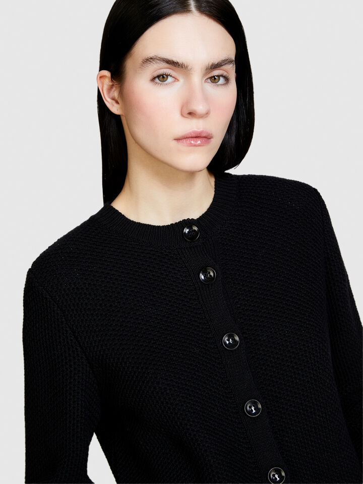 Cardigan with buttons - women's cardigans - Black | Sisley image number 5